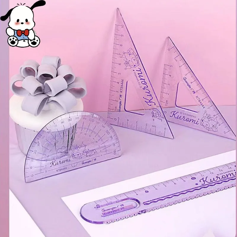 

Sanrio Hello Kitty Cinnamorroll My Melody Pachacco Kawaii Ruler Set Student Cartoon Stationery Triangle Stationery Accessories