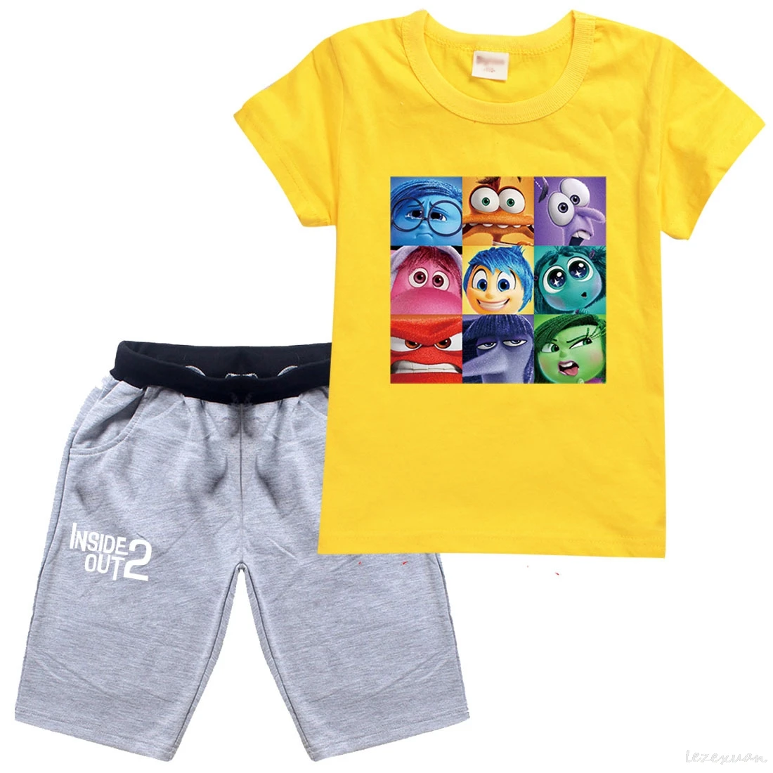 2 шт. футболка с коротким рукавом и шорты мультяшным принтом