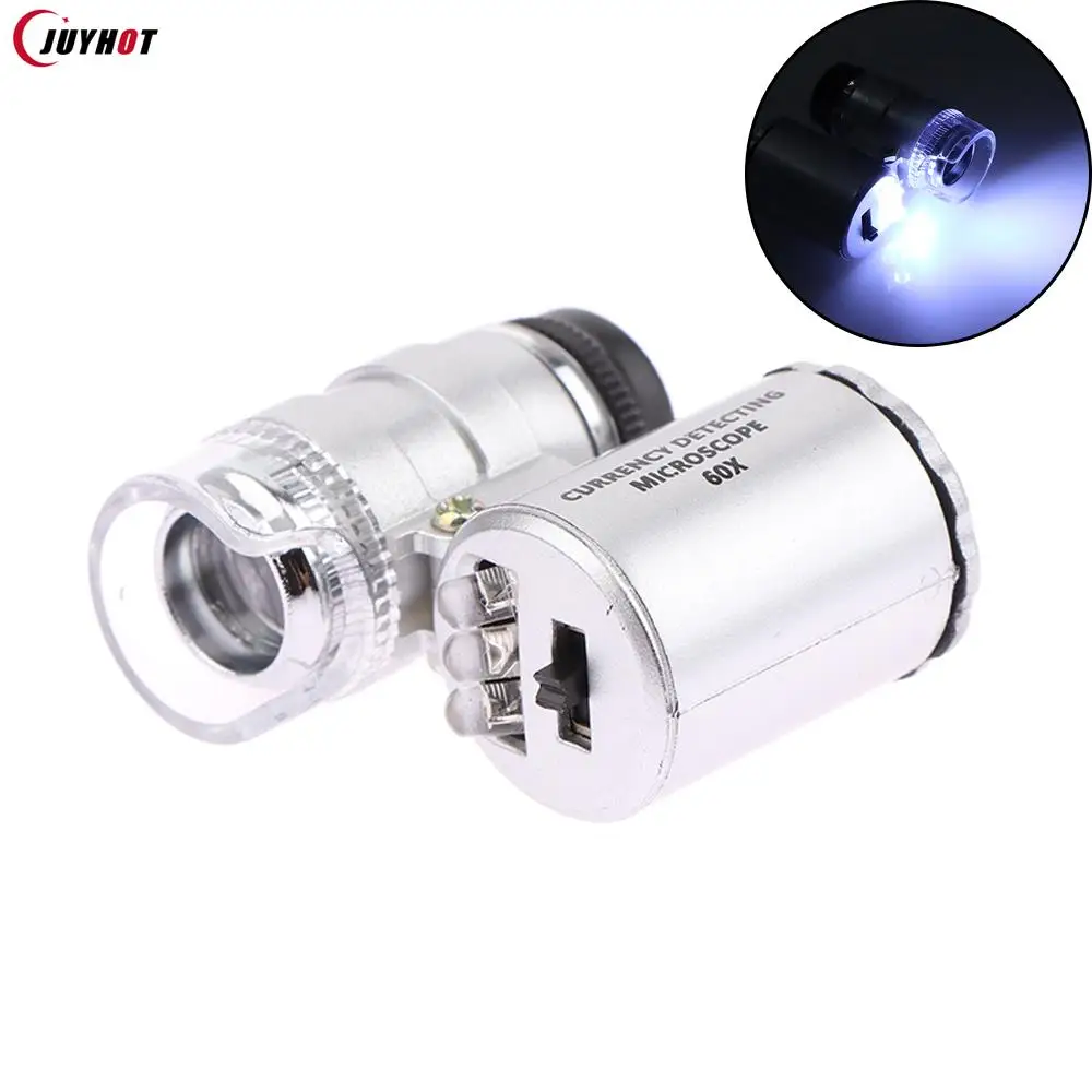 

60X Portable Illuminated Microscope Mini Pocket LED Magnifying Glass Handheld Jeweler Magnifier