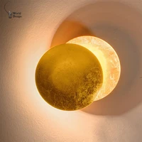 nordic round led wall lamp moon solar eclipse indoor wall sconces lighting modern bedside lights room decor bedroom