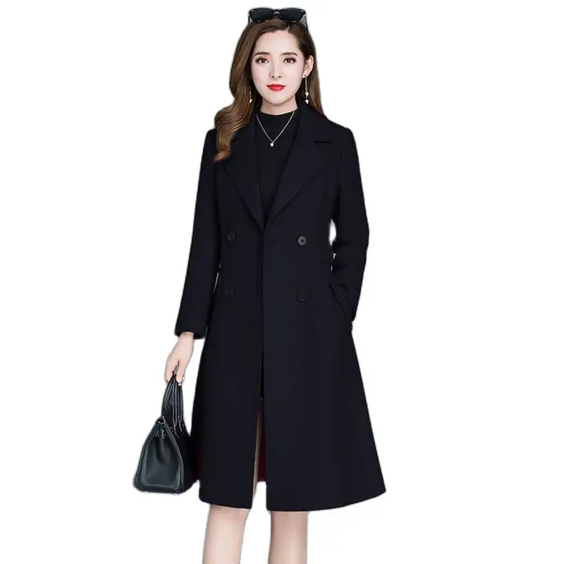 

Temperament Woolen Overcoat Women's Long Section 2023 New Winter Casual Fashion Joker Slim Woolen Thick Coat Female Tide.