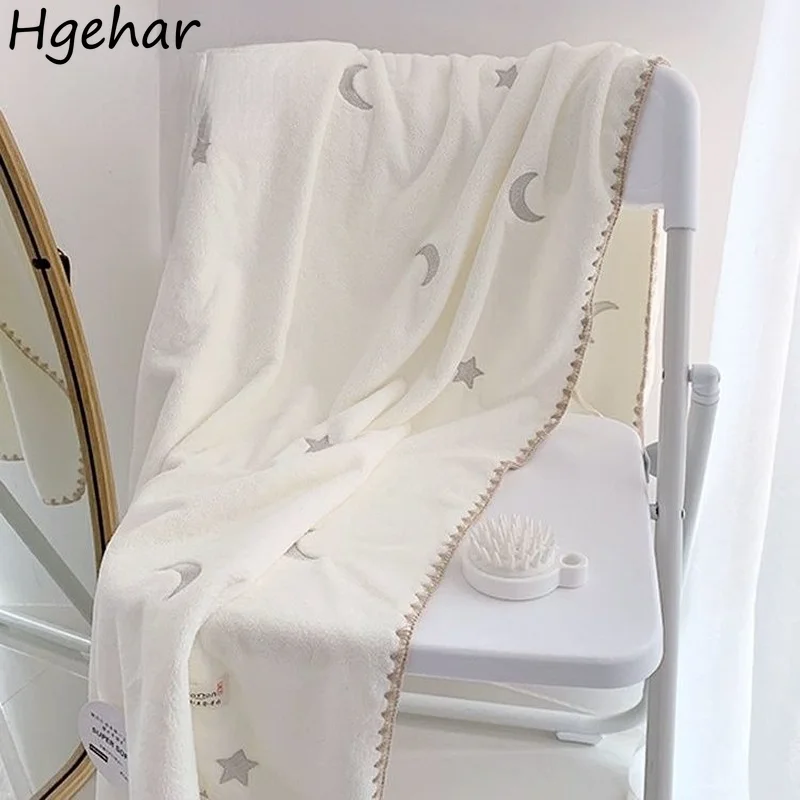 

Thickened and Enlarged Bath Towel New Star-printed Trendy Quick-drying Absorbent Soft Cute Skin-friendly Coral Fleece Ins Towels