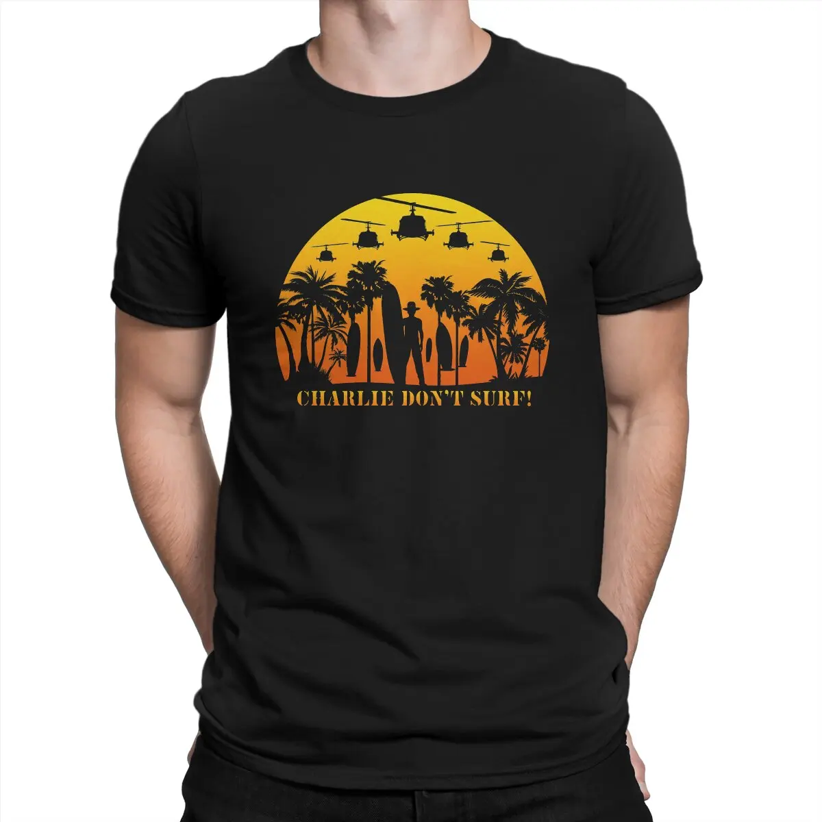 

Apocalypse Now Men's TShirt Charlie don't surf3 Distinctive T Shirt Graphic Streetwear Hipster