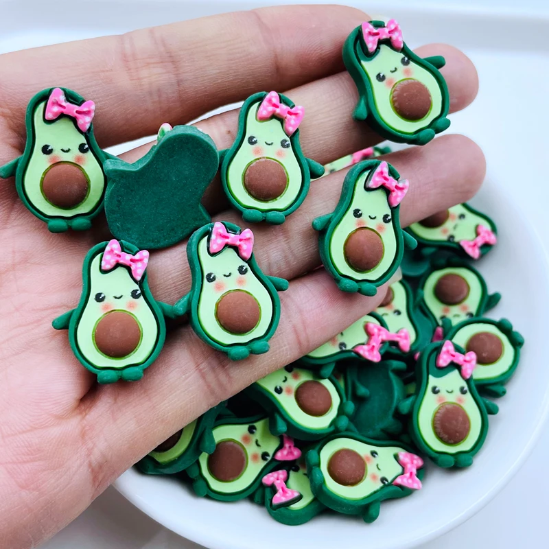 10 шт. новые милые резиновые Мультяшные авокадо серия плоская спина Кабошон