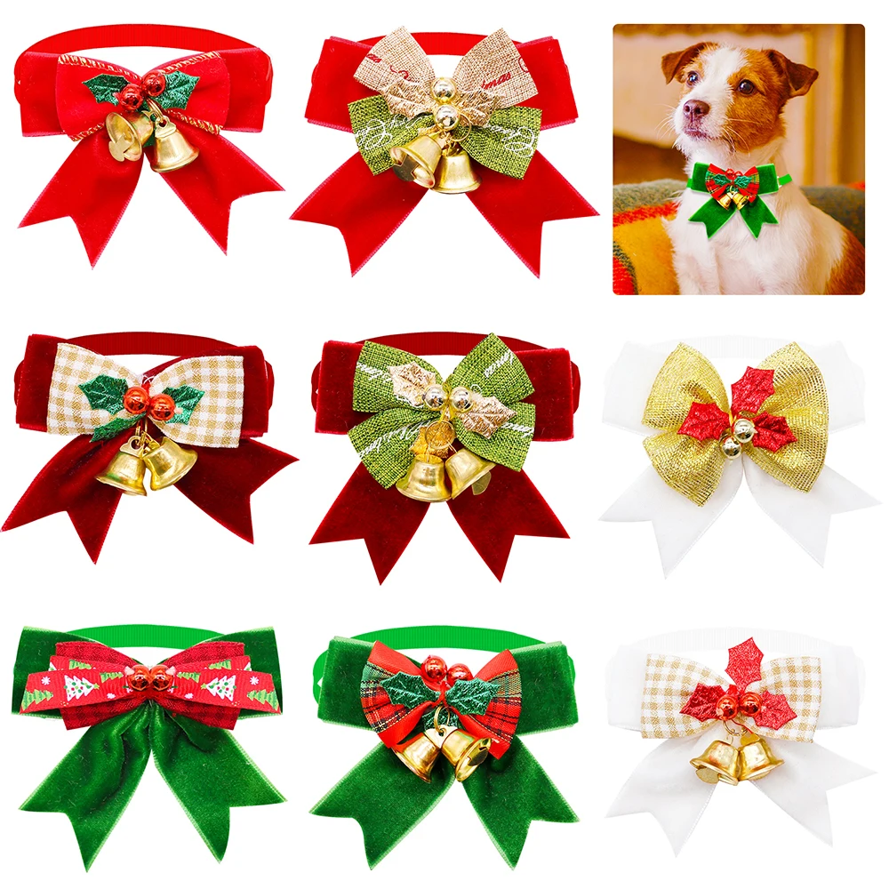 

Bow Ties Exquisite 50/100pcs Dog Groooming Bow Small Tie Collar Dog Accessories For Dog Dogs For Bowtie Bell Pets Christmas Dogs