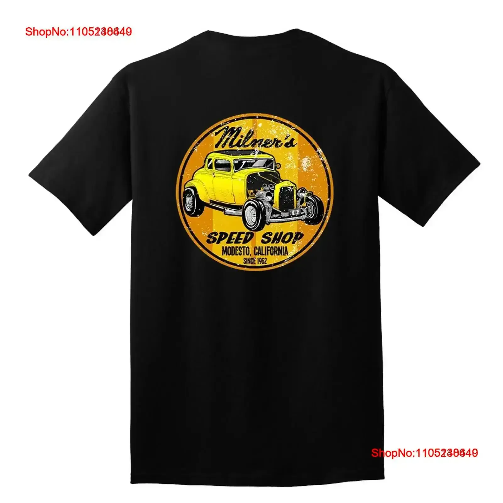 Фото MILNERS SPEED SHOP AUTO RACING DRAG RACE HOT RAT ROD ЧЕРНАЯ АБО БЕЛАЯ ФУТБОЛКА винтажная стираная графика Повседневная мягкая универсальная №1