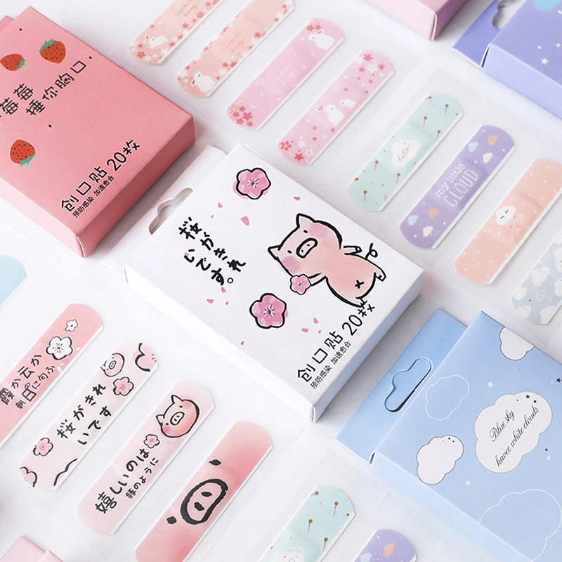 

20pcs/lot Lovely Cute Band Aid Disposable Wound sticker kawaii First Aid Emergency Kit For Kids Children Adhesive Bandages