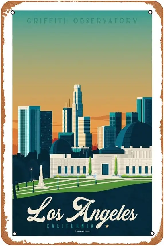 Gengeles Grffth Observry Clforn Metl Sgns Decorcn Vntge Tn 128 nch ron Pntng Wll Decor Resturnt Br Cfe Club Ktchen Deco