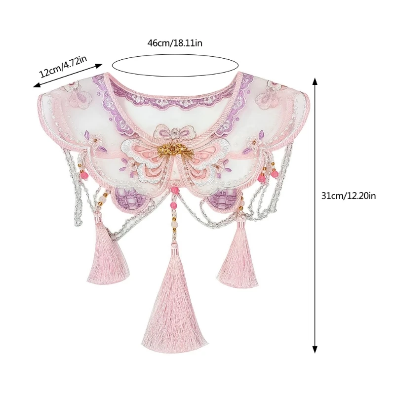 Новый стиль наплечная накидка с вышивкой бабочки для дам шаль накладным