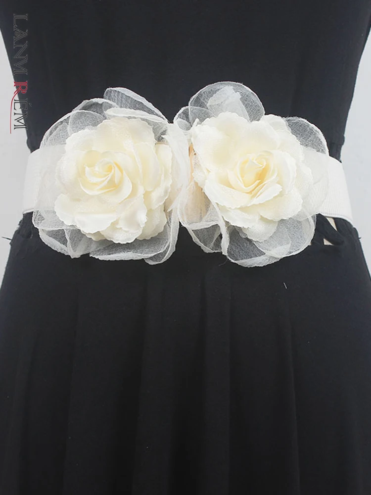 

LANMREM модный дизайн с объемными цветами, пояс для женщин, сплошной цвет, широкая талия, эластичная лента, универсальное платье, новинка 2023, 2AA3131