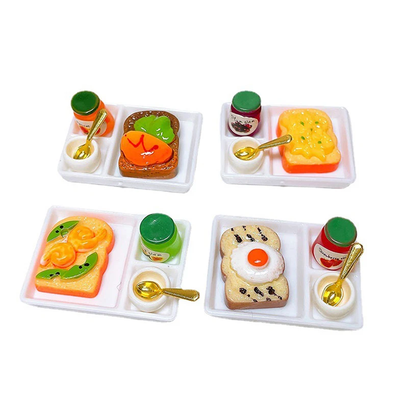 

5Pcs/set 1:12 Miniature Dollhouse Breakfast Set Bread Egg Fruit Jam Cups for Mini Doll Food Play Kids Kitchen Accessories Toys