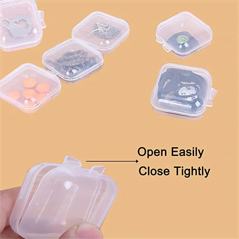 30PCS Small Boxes Square Transparent Plastic Box Jewelry Storage Case Finishing Container Packaging Storage Box for Earrings