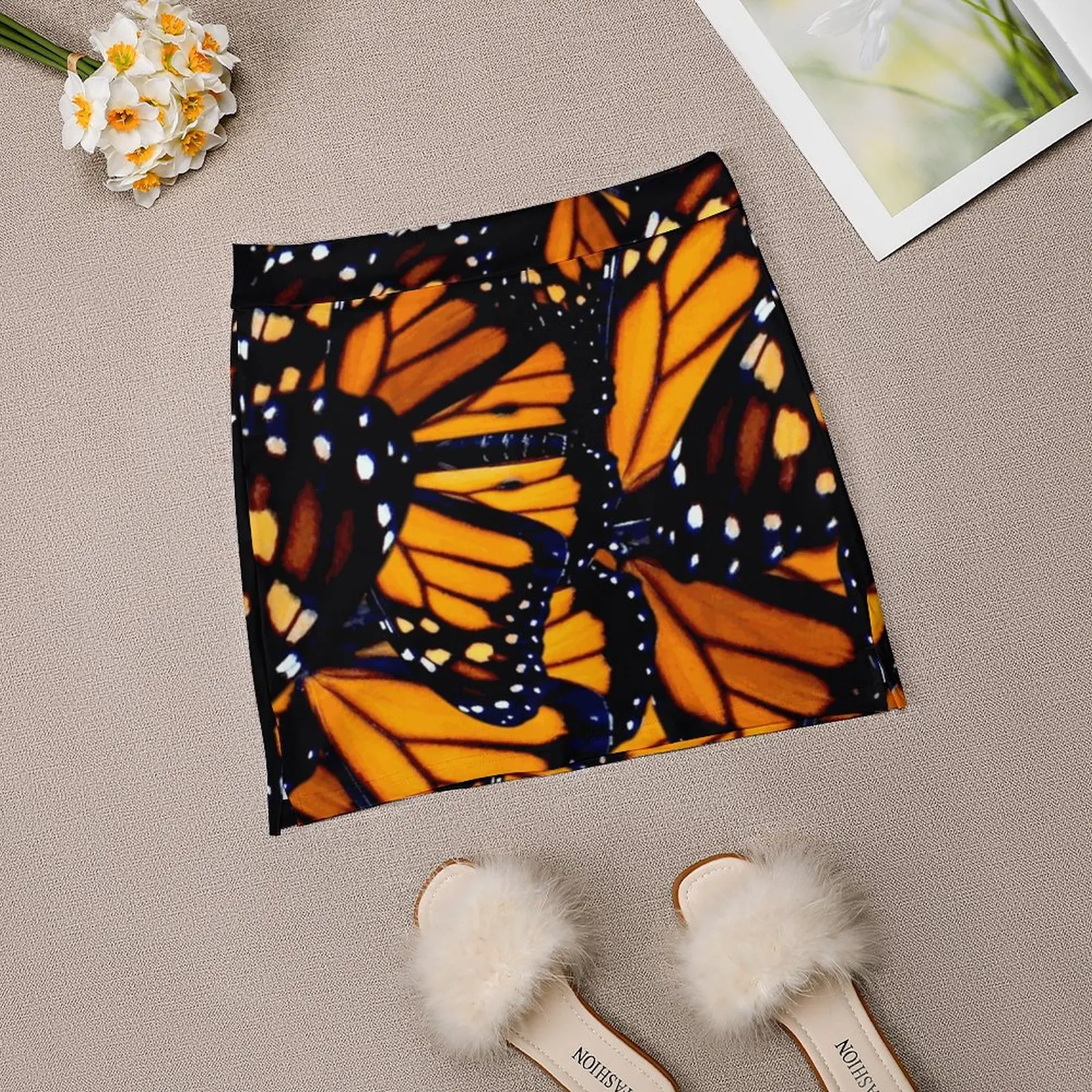 Женская юбка с узором крыла монарха спортивная юбка-юбка карманом модная в