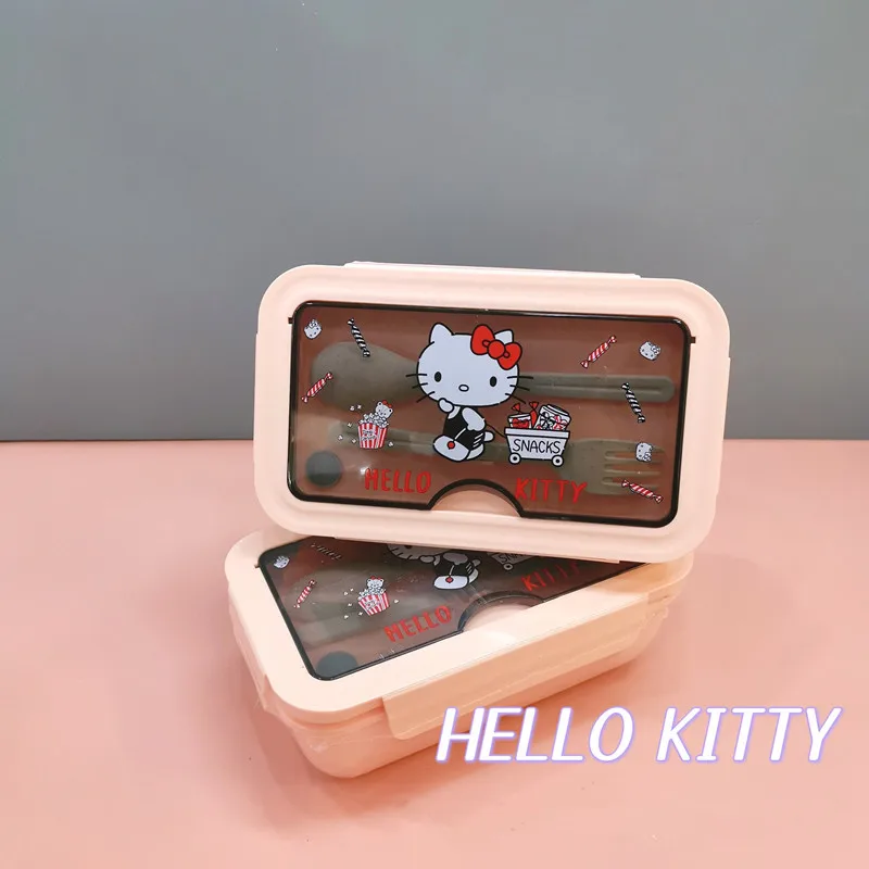 

Cute Sanrio Kuromi Cinnamoroll Cartoon Student Lunch Box Microwave Japanese Tableware Compartment Lunch Box Square Fast Food Box