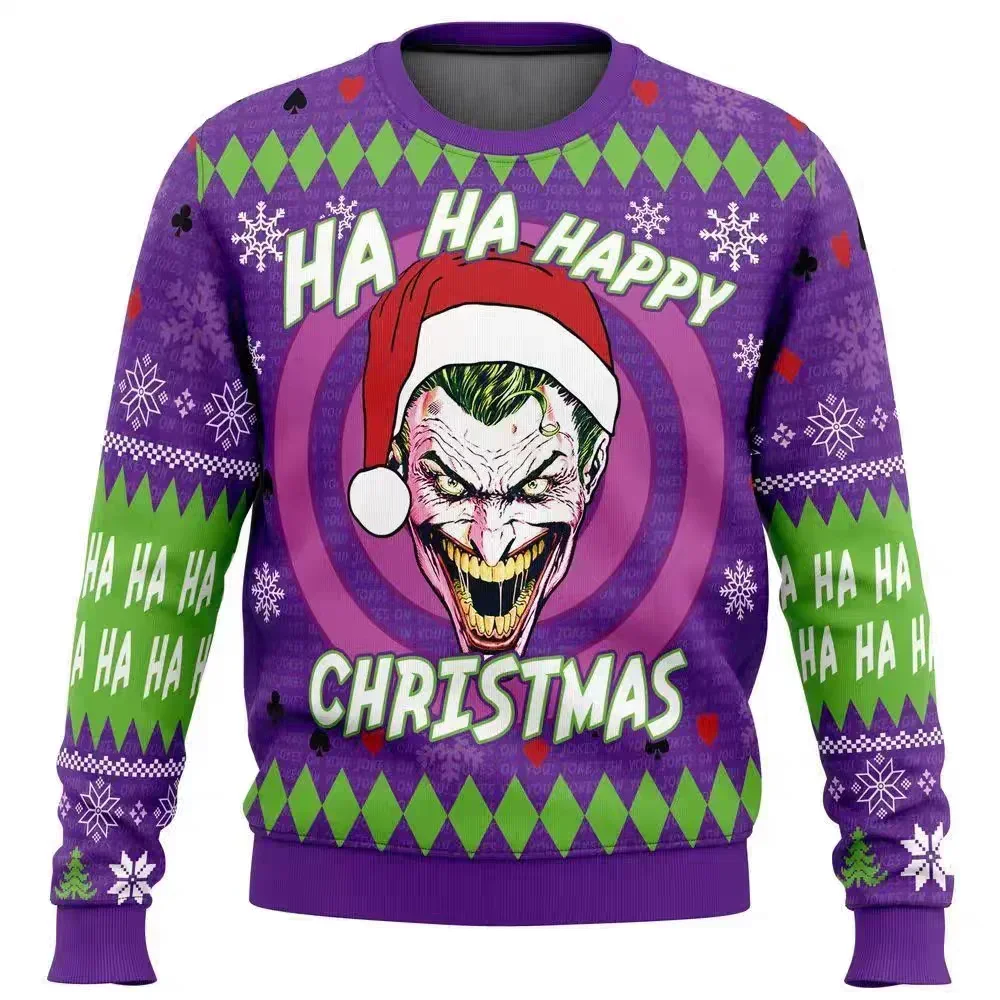 2025 New Christmas Joker 3D Printed Ugly Hoodie Fashion Men's Women's Sweater Pullover Elegant and Exquisite