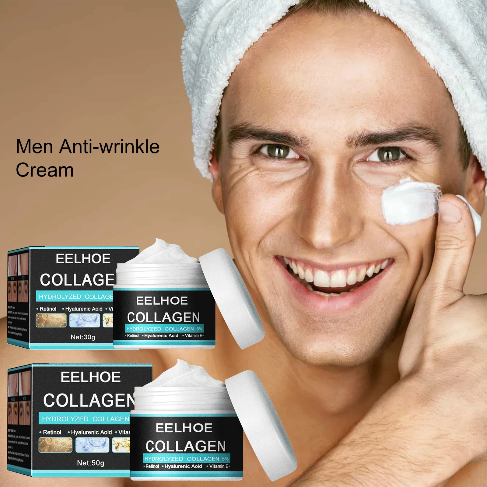 

EELHOE Collagen Creams For Men Anti Wrinkle Anti Aging Face Cream Firming Moisturizing Hyaluronic Acid Cream Facial Care 50g