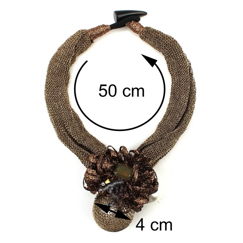 Женское ожерелье с подвеской-бусиной массивное из веревки искусственным