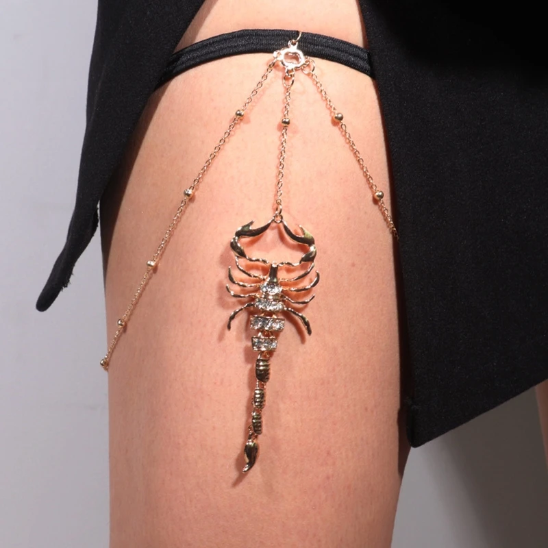 

Girl Leg Chain Punk Dangle Scorpion Tassel Thigh Chains Solid Color Body Chain Festival Rave Body Accessory for Women F3MD