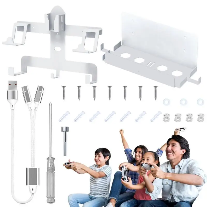 

Space Saving Wall Mount Set For PS5VR2 Console Wall Storage Rack For PS VR2 Handle Disc Holder Stand Bracket Wall-mounted