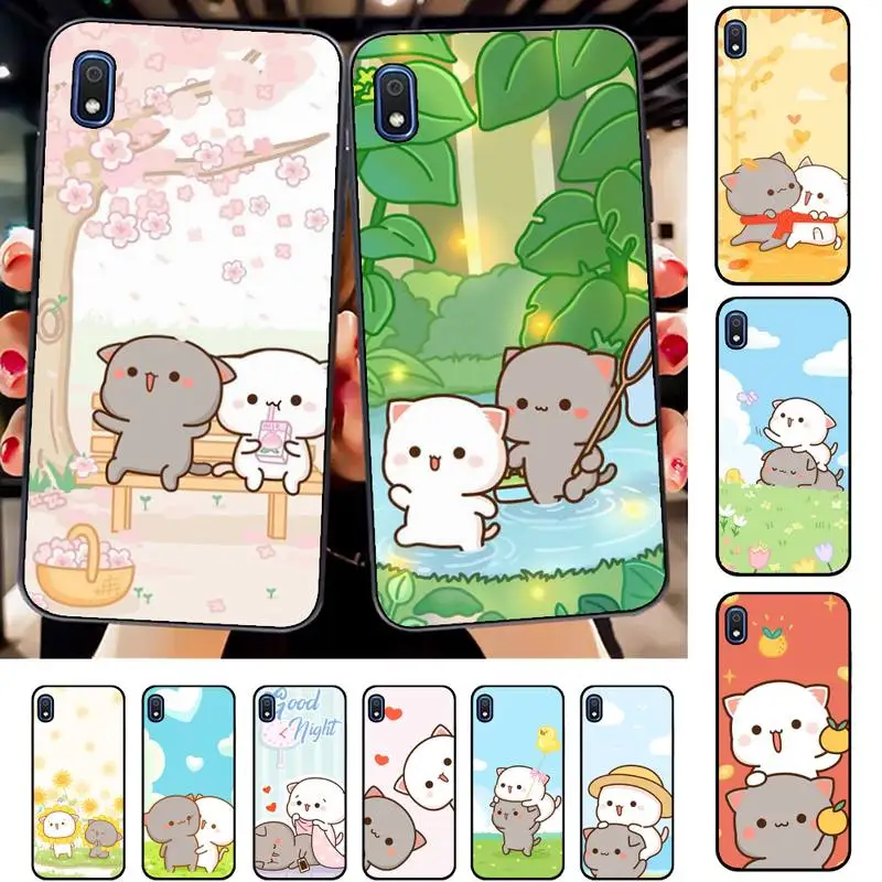 

Fun Cartoon Peach Mochi Cat Phone Case for Samsung A51 01 50 71 21S 70 31 40 30 10 20 S E 11 91 A7 A8 2018