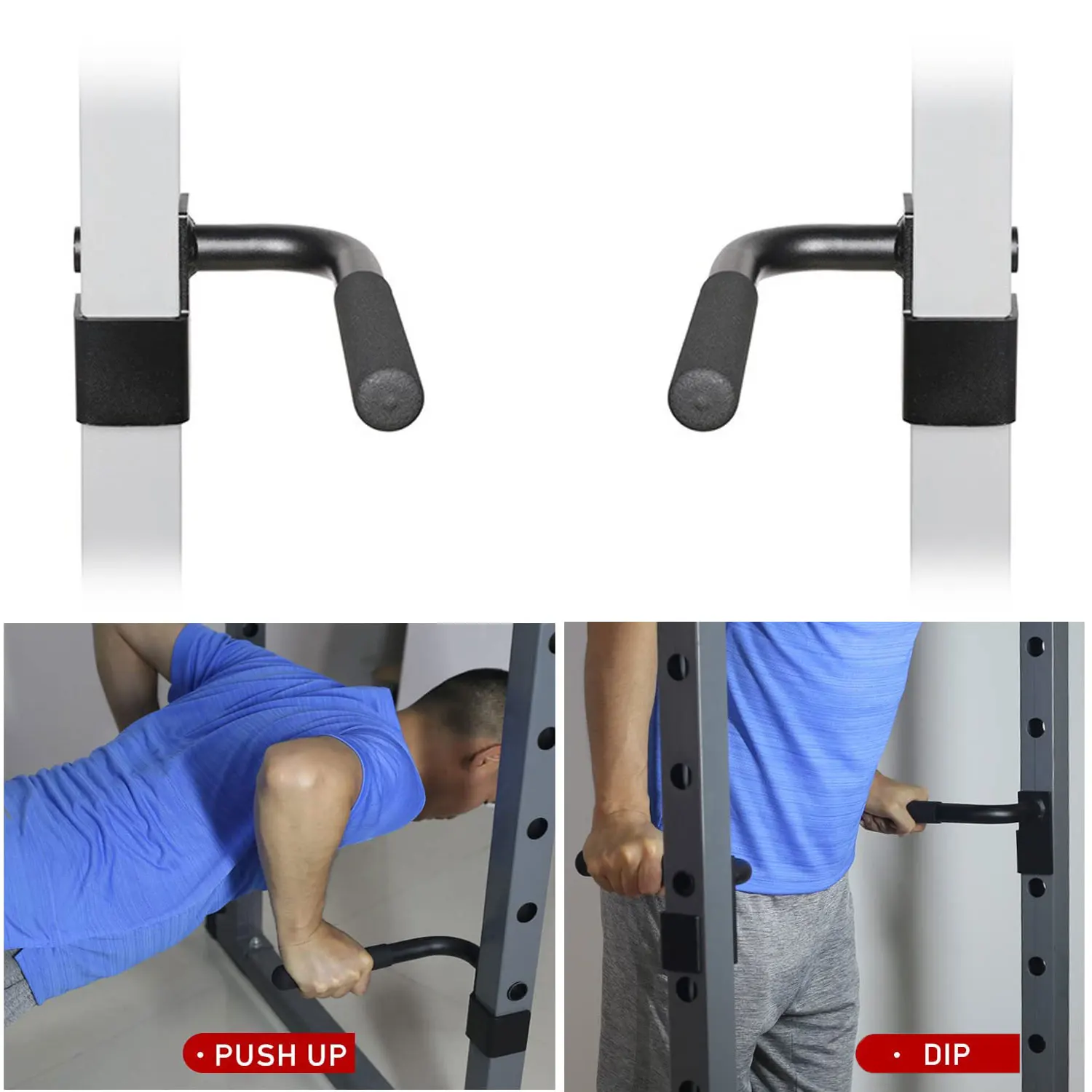 

Dip Bar Attachment Fit 2" X 2" Tube Power Rack Accessories Home Gym Weights Fitness Push Ups Squat Workout Multifunctional Grip