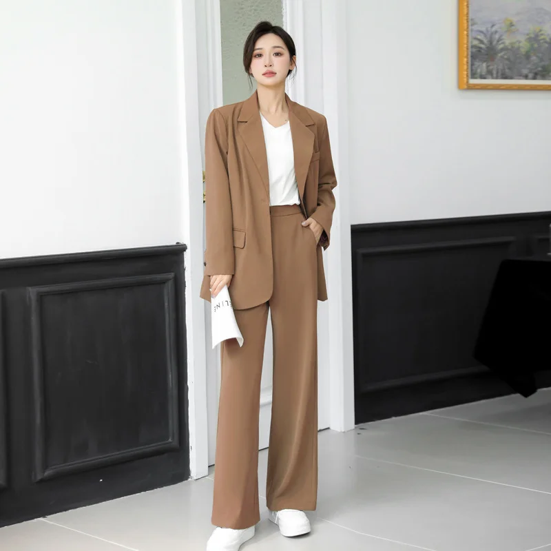 2023 Spring Purple Blazers Wide-leg Pants Suits Clothing Suit for Women Korean Style Casual Loose Two Piece Set Office Lady Wear