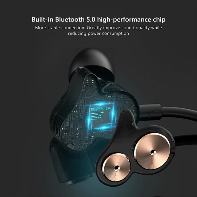 Sport Bluetooth Headphone Wireless Earphones Neck Hanging Type 4 Speakers Waterproof HiFi Stereo Bass Headset With Mic HD Call 4