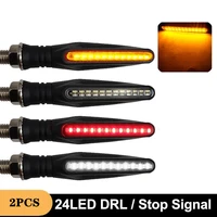 2x sequential flow 24 led motorcycle turn signal light drl brake indicator