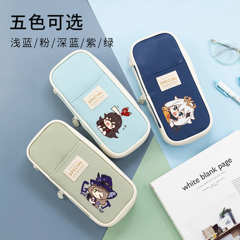 

Game Genshin Impact Paimon Emergency Food Amber Baron Bunny Pen Storage Bag Stationery Student High Capacity Pencil Case Gift 3