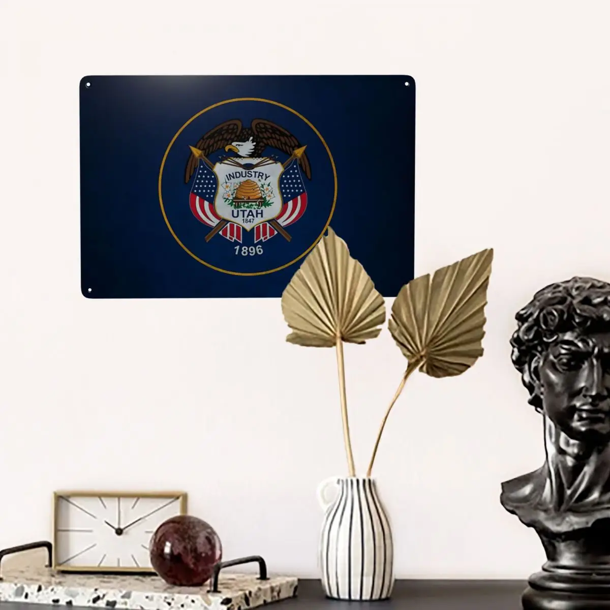 Металлическая жестяная вывеска с флагом Юты новинка винтажная табличка домашняя