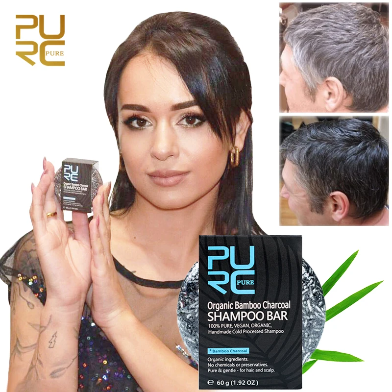 Organic Bamboo Charcoal Shampoo Deep Cleaning Reduce Gray White Hair Repair Damage Pure Solid Soap For Hair and conditioner