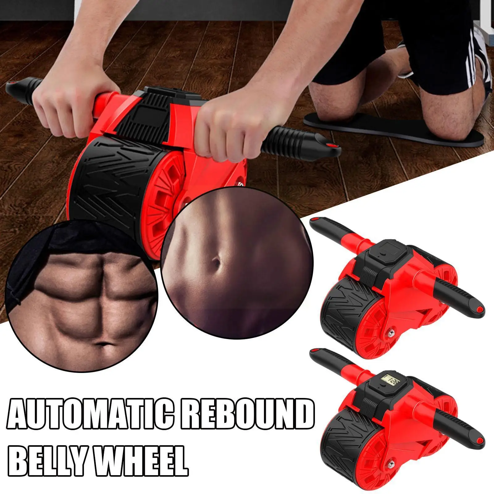 

40 см автоматическое колесо для живота ABS красное мужское оснащение для фитнеса Мужская футболка для растяжки мышц тренировочное снижение у...
