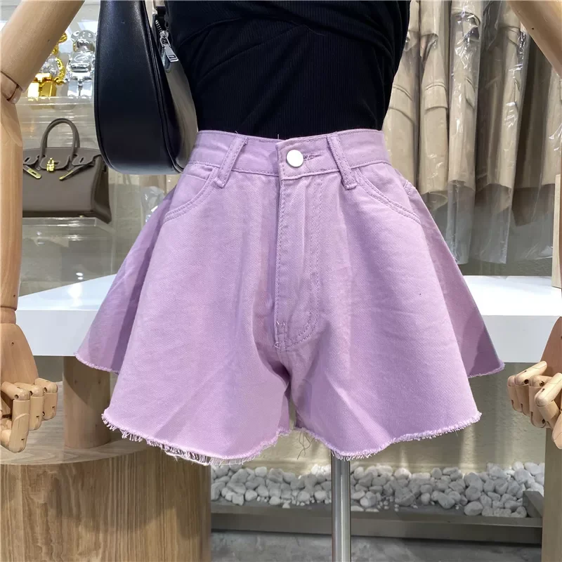 

fashionable 2022 Women Summer New Fashion Casual Versatile Loose All Match High Waist Vacation Straight Barren Denim Shorts roup