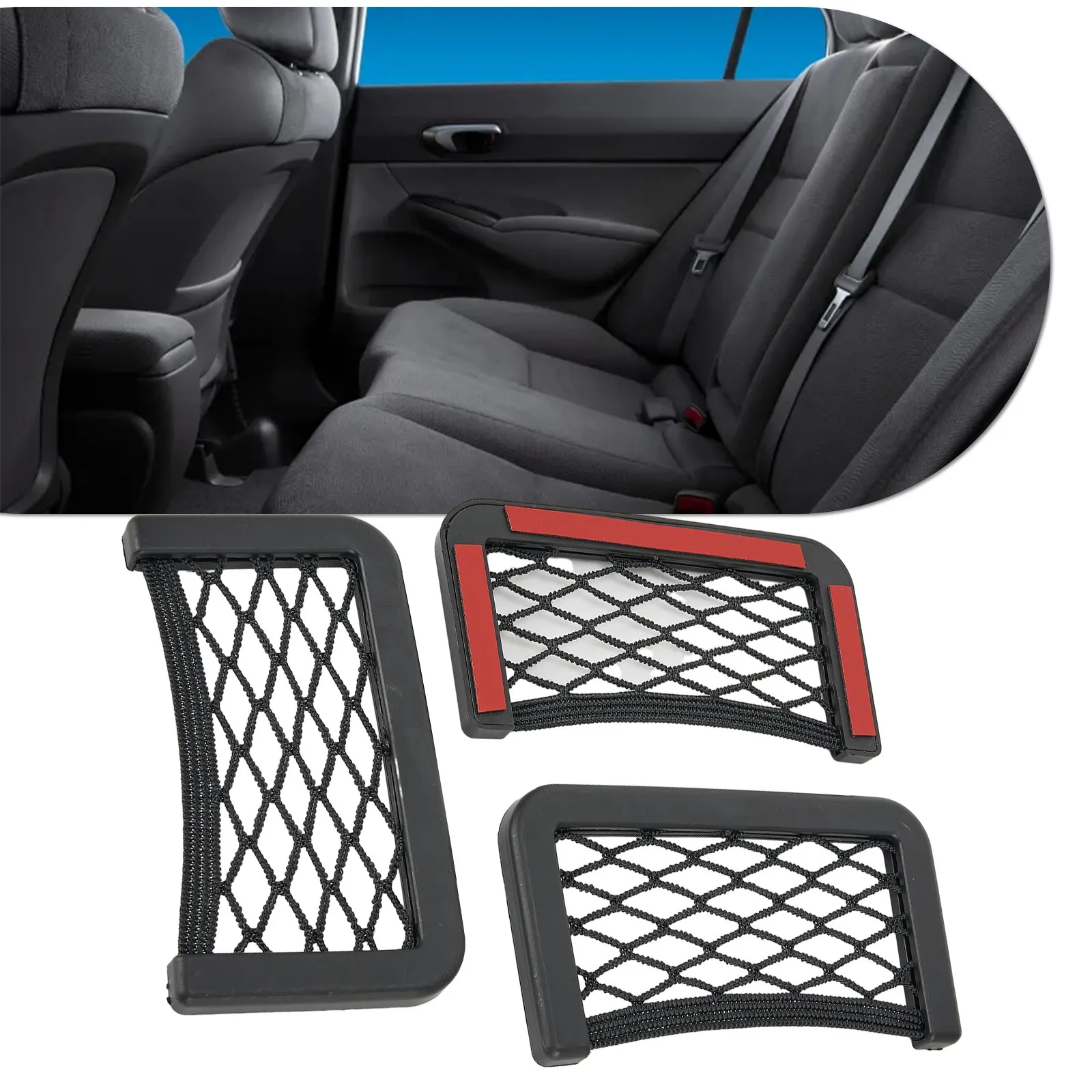 

High Quality New Durable Storage Net Bag Organizer Seat Side Car Parts Phone Holder Replacement Accessories Back