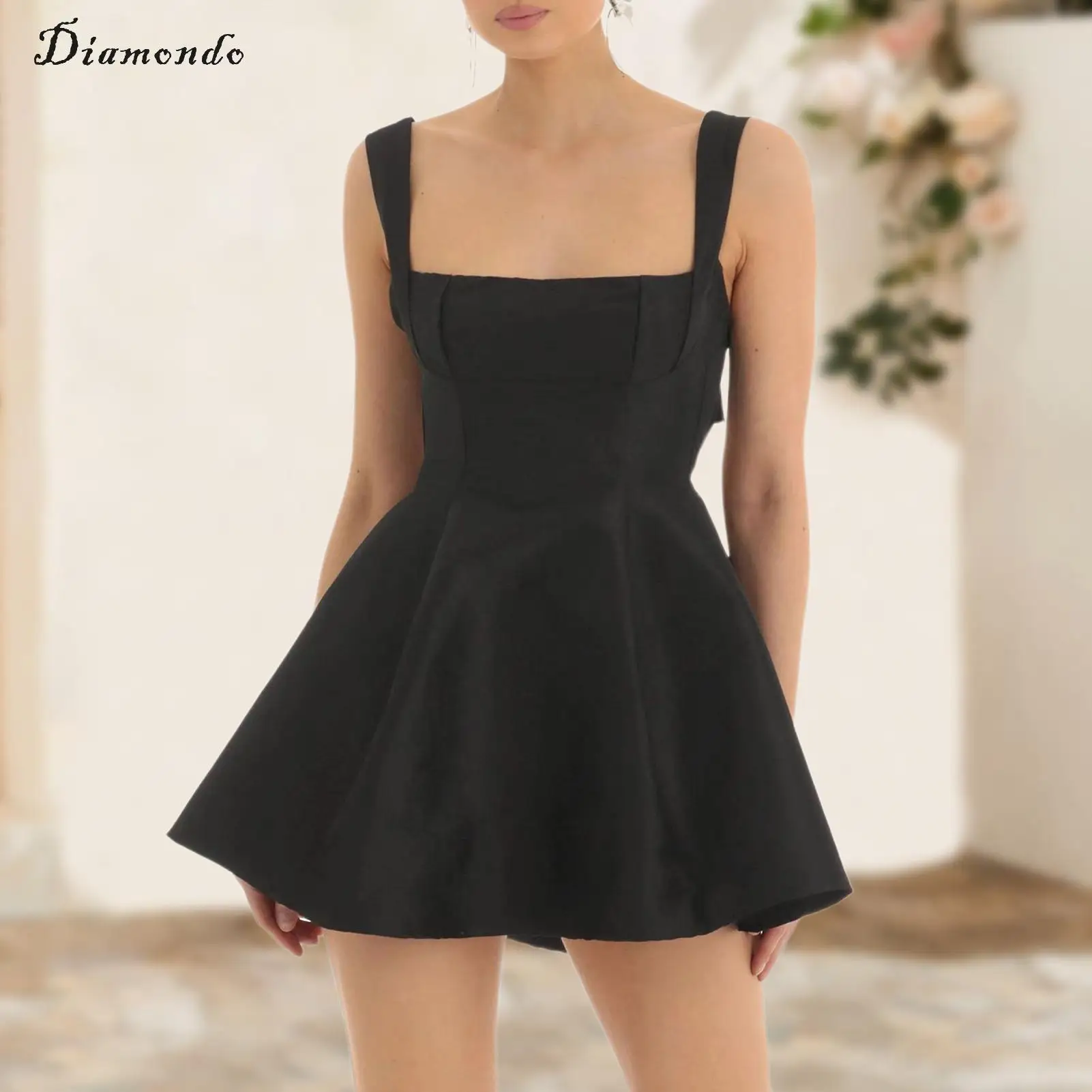 

Fashionme женское платье на тонких бретелях с завязками сзади и бретельками, однотонное платье с высокой талией, пуловер, шикарное вечерние клубное короткое платье-комбинация
