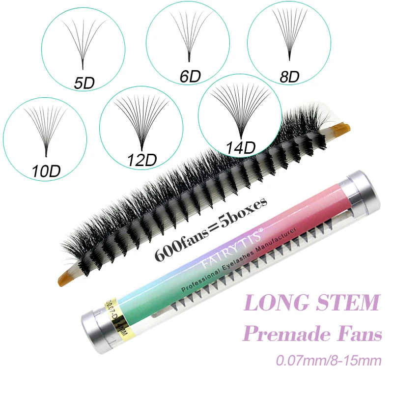 

Premade Russian Volume Fans D Curl Pointy Base Eyelash Extension 5D/6D/8D/10D/12D/14D Sharp Stem 8-15mm Lashes Supplies FAIRYTIS