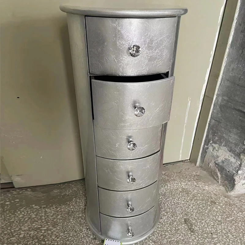 

Countryside Antique Silver 6 Drawers Wooden Storage Side Cabinet