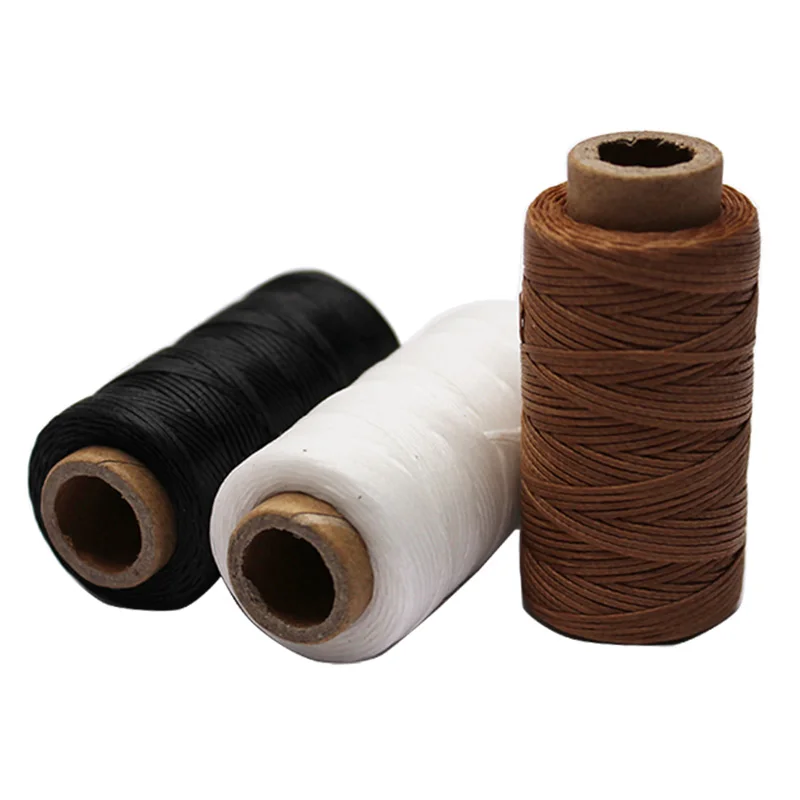 

White Black Brown Braided Multi Color Waxed Thread Cord Cordage Leather Work Hand Sewing Stitching Craft Tool Flat 0.8mm 50m