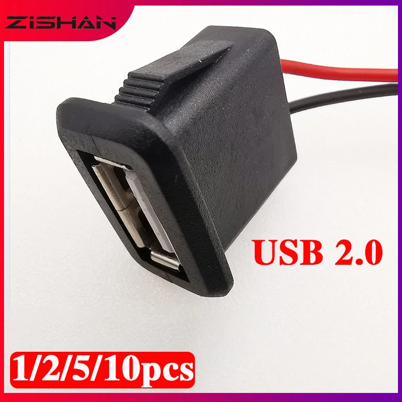 

10pcs 4 wire USB 2.0 Female Power Jack 2Pin 4Pin Charging Port Connector With PH2.0 Cable Electric Terminals USB Charger Socket