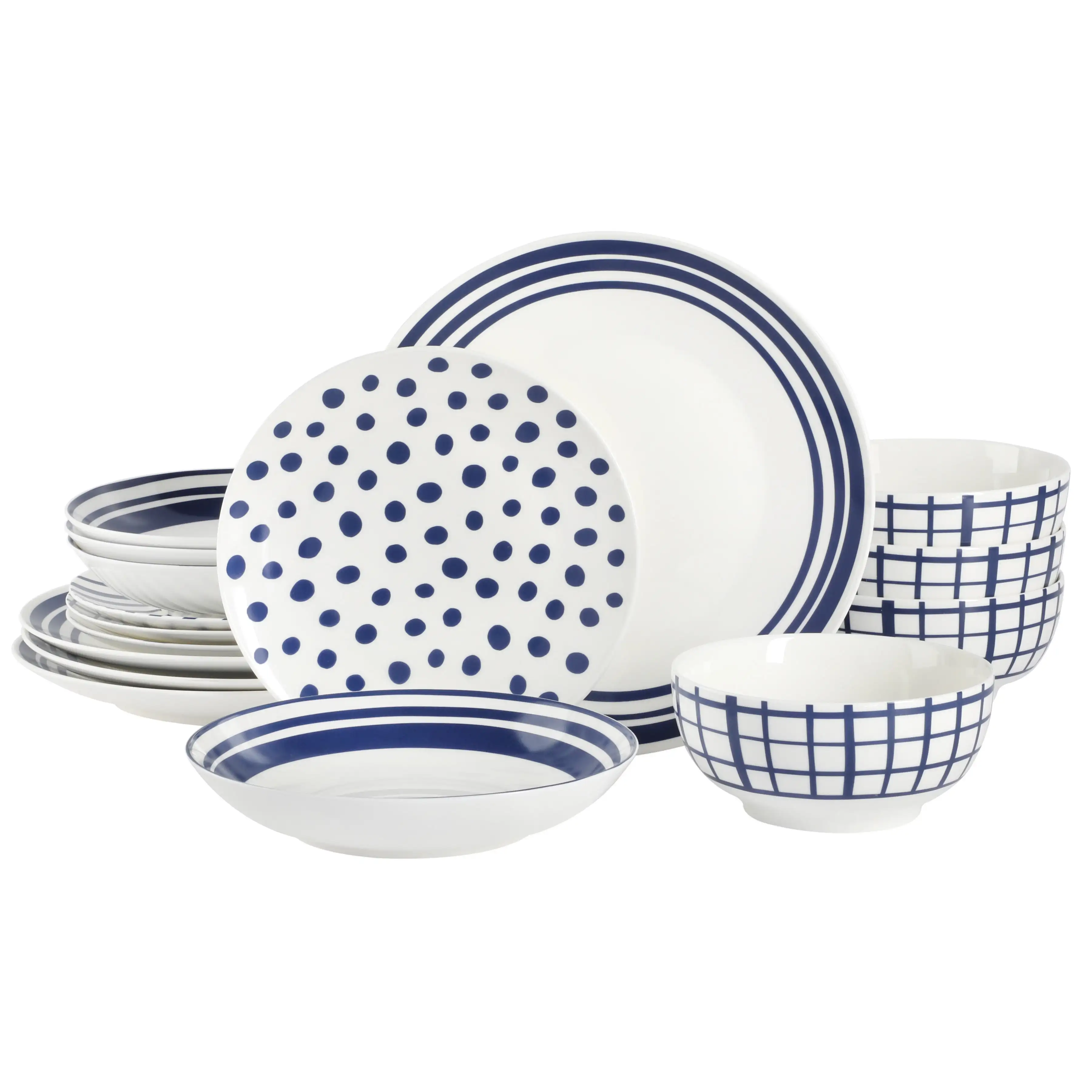 

Gap Home New Blue 16-Piece Blue & White Decal Fine China Dinnerware Set