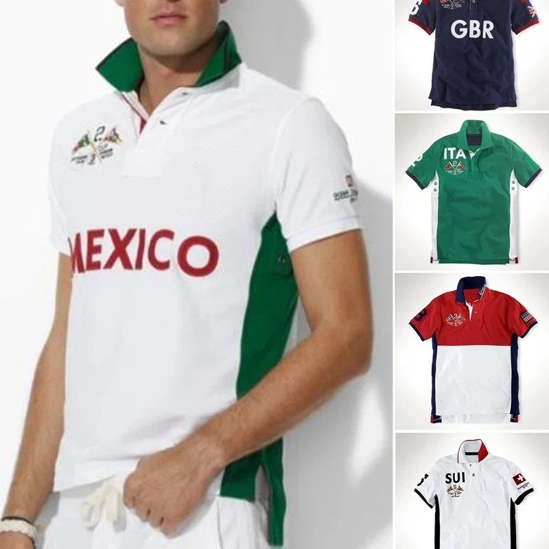 

Summer Quality Big Horse Embroidery Men's City Racing T-shirt Top Polo Men's Short Sleeve