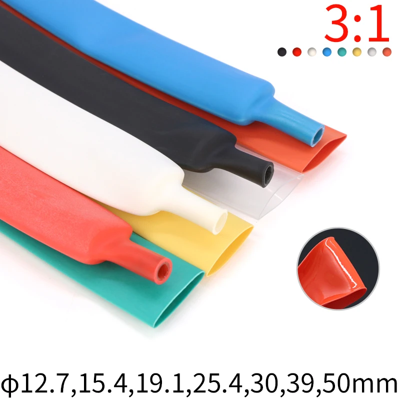 

Dia 12.7/15.4/19.1/25.4/30/39/50mm Dual Wall Heat Shrink Tube Thick Glue 3:1 Ratio Shrinkable Tube Adhesive Line Wrap Wire Kit