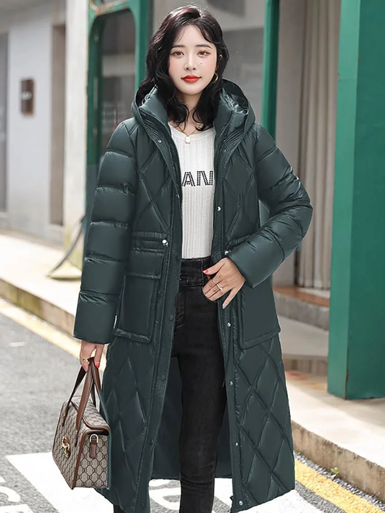 Long Women's Parkas Hooded 2022 New Casual Winter Jacket Women Loose Cotton Padded Thick Female Winter Coat Clothes