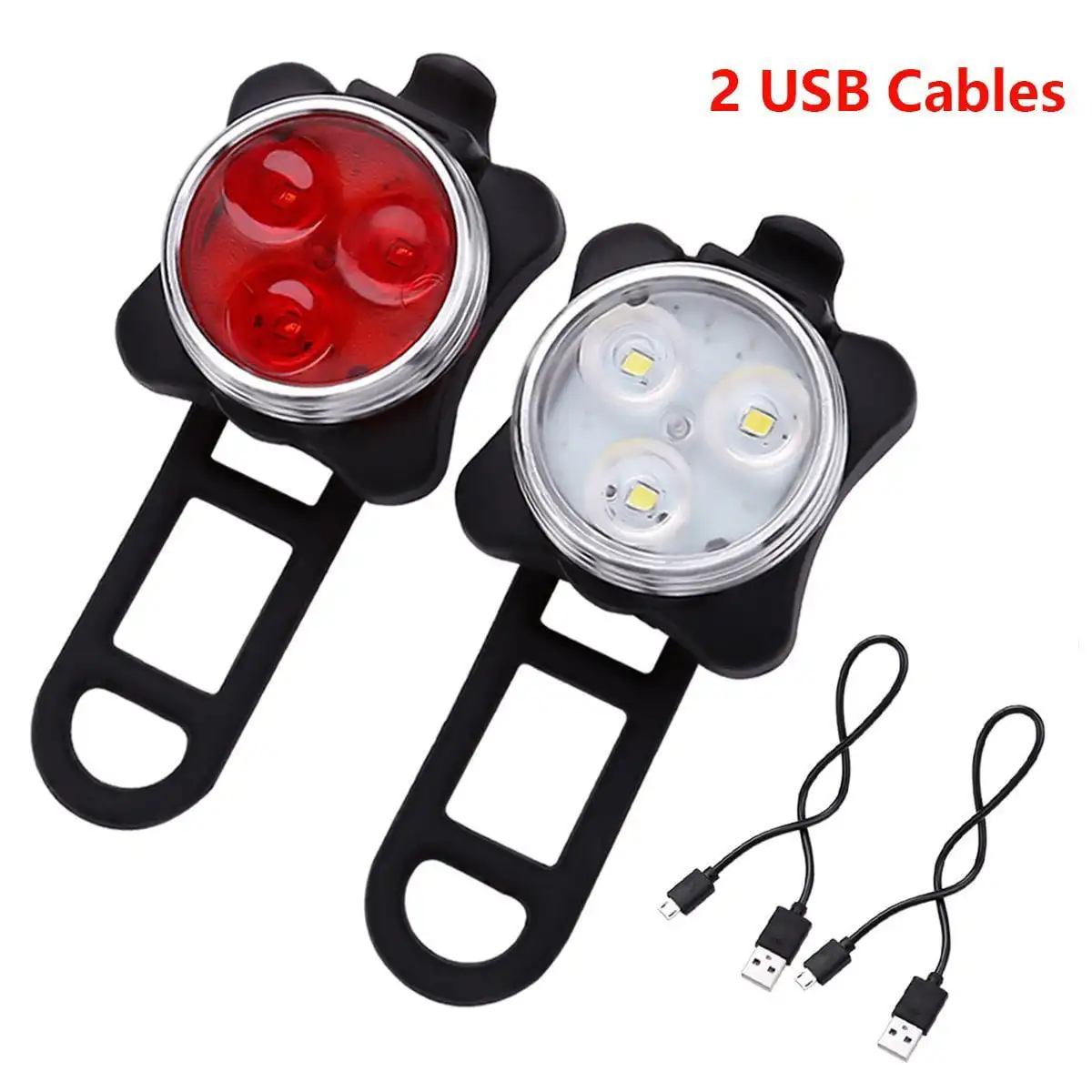 

Bike Light Set, Super Bright Front Headlight and Rear LED Light, 4 Light Mode Options(2 USB cables and 2 Strap）