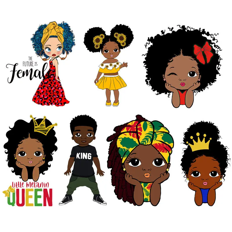 

Cute little girl from Africa Heat Transfers Patches For Clothing DIY T-shirt Patches Iron On Thermal Sticker On Cloth