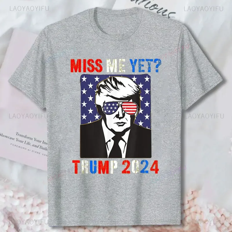 Забавная патриотическая футболка с изображением Трампа мисс меня еще 2024