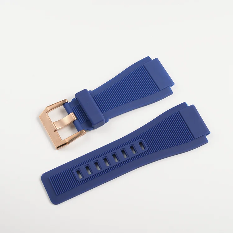 33mm*24mm Black Blue Silicone Rubber Watchband Pin Clasp Diver Resin Strap For Bell Ross BR01 BR03 Watch BR