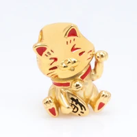 fine 925 sterling silver bead shine chinese new year cute lucky cat charm fit original pandora bracelet women diy jewelry gift