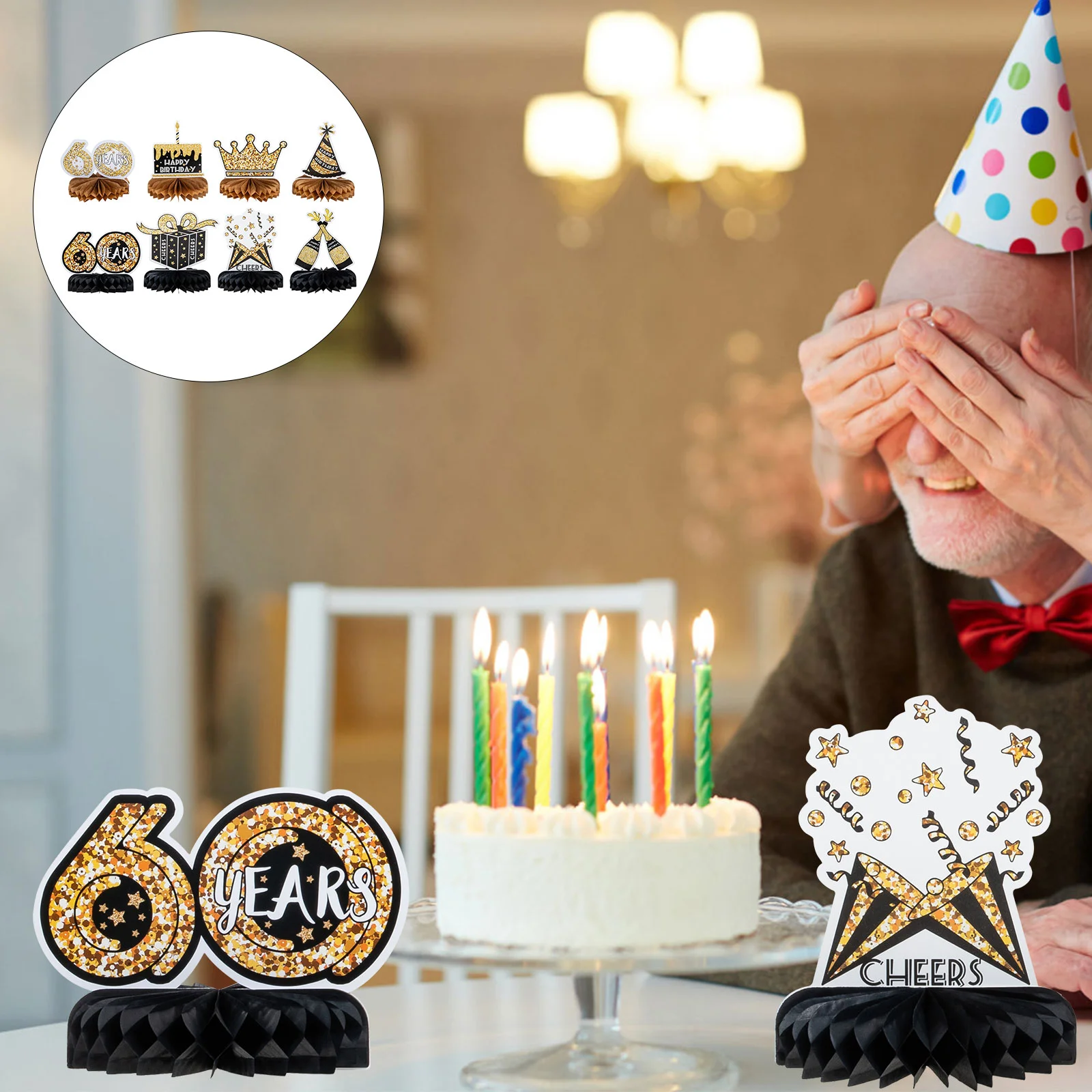 

8pcs Birthday Party Honeycomb Paper Decors Creative Party Scene Adornments