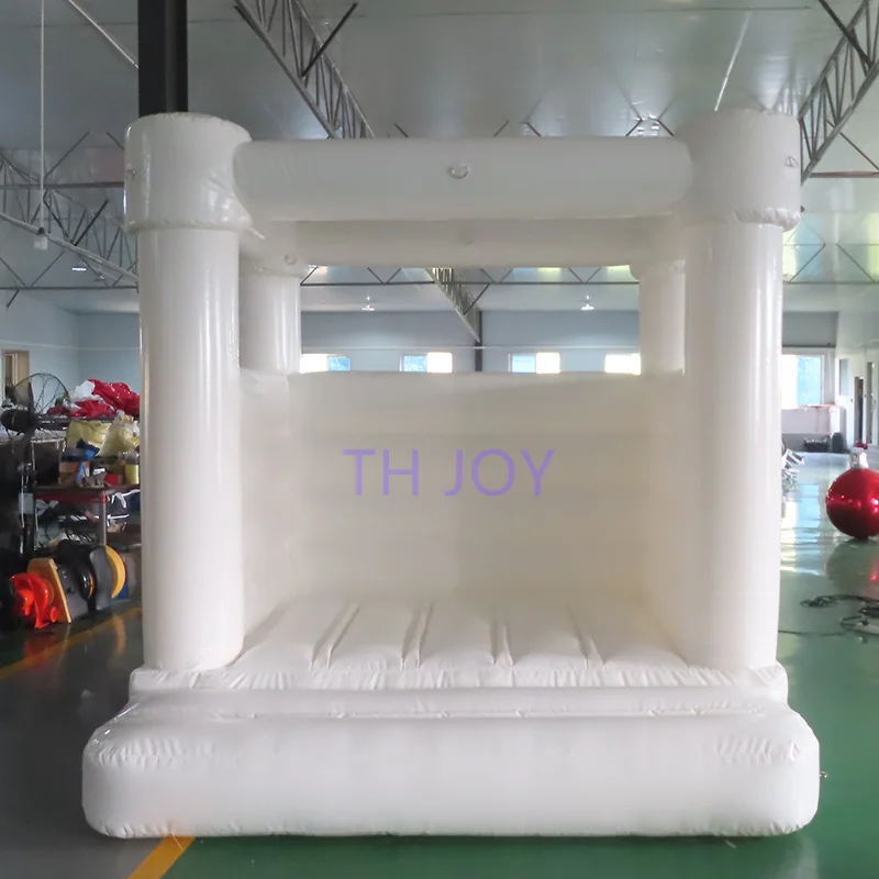 

free shipping to door! mini birthday party inflatable bouncy castle, 8x8ft white wedding party jumper house for toddler